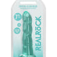 Realrock Crystal Clear Dildo with Suction Cup - Clear/Green - 7in