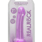 Realrock Crystal Clear Non Realistic Dildo with Suction Cup - Clear/Purple - 6.7in