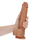 Realrock Straight Realistic Dildo with Balls and Suction Cup - Caramel - 10in
