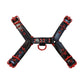 Rouge Leather Over The Head Harness Black with Red Accessories - Black/Red - Medium