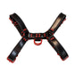 Rouge Leather Over The Head Harness Black with Red Accessories - Black/Red - XXLarge