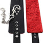 Rouge Leather Wrist Cuffs with Faux Fur Lining - Black/Red