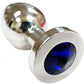 Rouge Smooth Stainless Steel Anal Plug - Blue/Blue Jewel - Medium