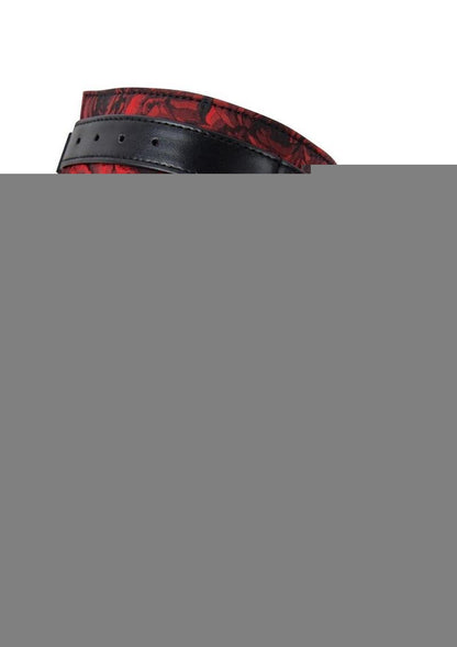 Secret Kisses Rosegasm Buckle Cuffs with Satin Blindfold - Black/Red