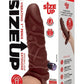 Size Up Silicone Vibrating Realistic Penis Extender with Ball Loop - Chocolate - 1in