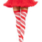 Spandex Sheer Candy Cane Striped Thigh Highs