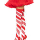 Spandex Sheer Candy Cane Striped Thigh Highs - Red/White - One Size