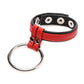 Strict Leather Cock Gear Leather and Steel Cock and Ball Ring - Metal/Red
