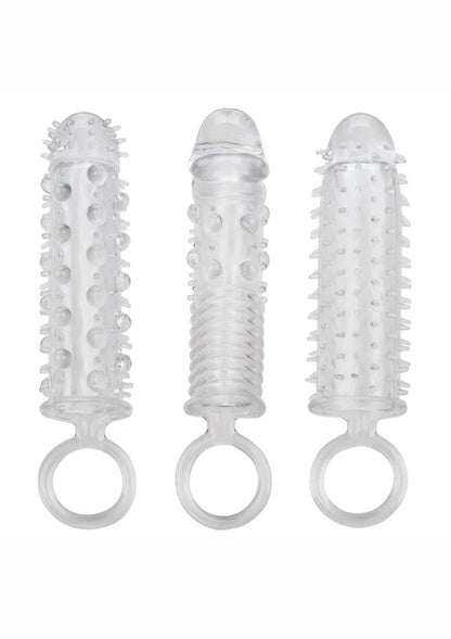 Textured Extension Set Penis Sleeves - Clear - 3 Piece