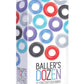 The 9's - Baller's Dozen 12 Piece Cock Ring - Assorted Colors - Set