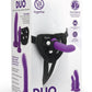 Together Toys Duo Silicone 5.5in, 7.75in Dildos and Harness - Black/Purple - Set