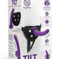 Together Toys Tilt Silicone 6.5in Dildo and Harness - Black/Purple - Set