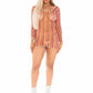 Zig Zag Rainbow Net Long Sleeve Mini Dress